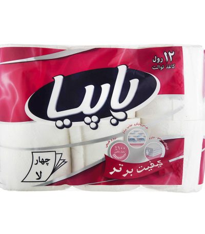 دستمال توالت با عصاره 4 لایه 12 رول پاپیا