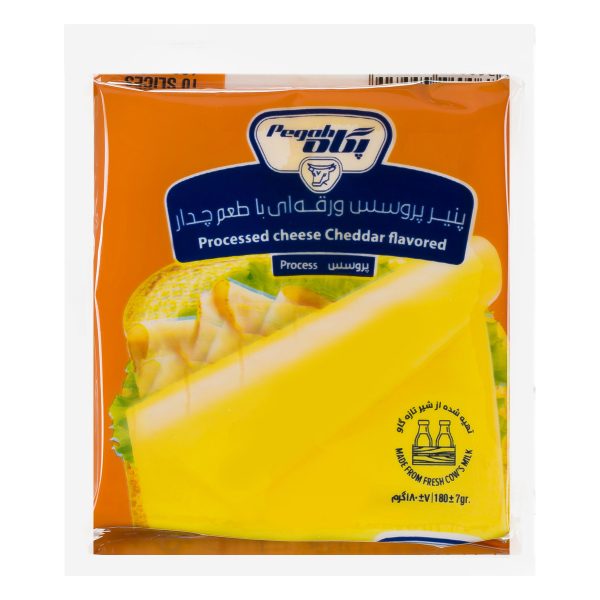 پنیر پرورده ورقه ای 180 گرمی با طعم چدار پگاه