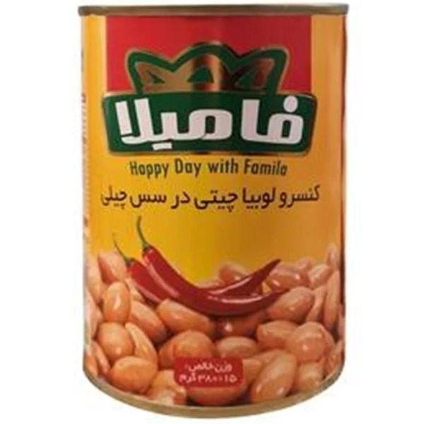 کنسرو لوبیا چیتی در سس چیلی فامیلا